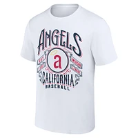 Collection Darius Rucker pour homme par Fanatics White California Angels Cooperstown T-shirt en détresse Rock