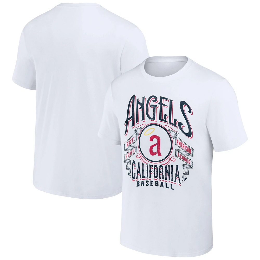 Collection Darius Rucker pour homme par Fanatics White California Angels Cooperstown T-shirt en détresse Rock