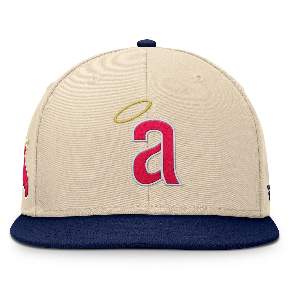 Men's Fanatics Natural/Navy California Angels Cooperstown Collection Bounder Snapback Hat