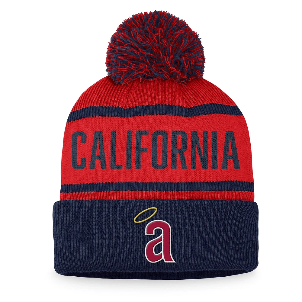 Men's Fanatics Navy/Red California Angels Cooperstown Collection Cuffed Knit Hat with Pom