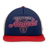 Casquette Snapback de camionneur en mousse Talley de la collection Cooperstown des California Angels Fanatics bleu marine/rouge pour hommes