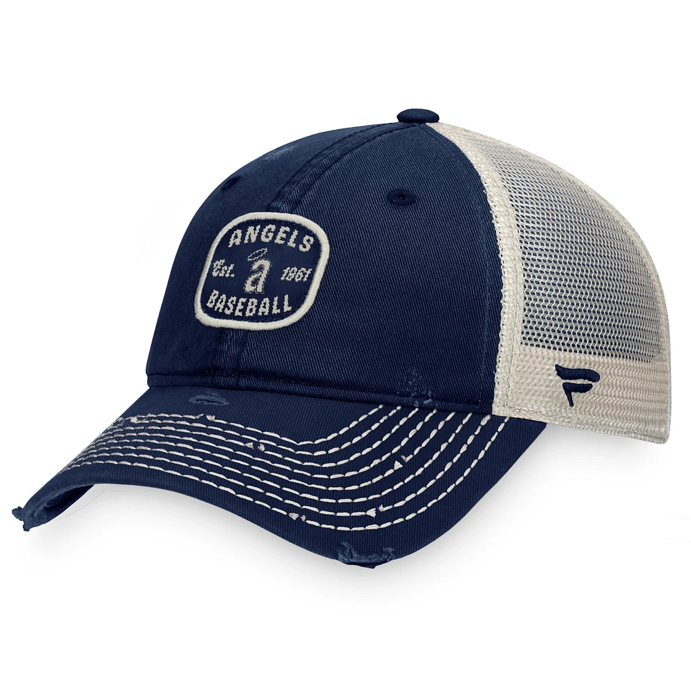 Casquette réglable de camionneur Fanatics Navy Angels de Californie en détresse pour hommes