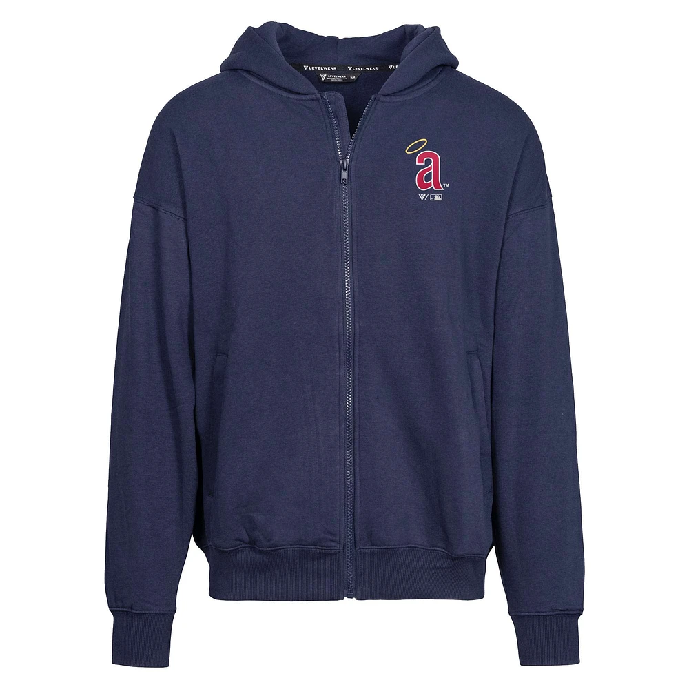 Men's Levelwear  Navy California Angels Uphill City Core Logo Cooperstown Collection Full-Zip Hoodie