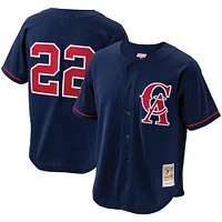 Men's Mitchell & Ness Bo Jackson Navy California Angels Cooperstown Collection Mesh Batting Practice Button-Up Jersey