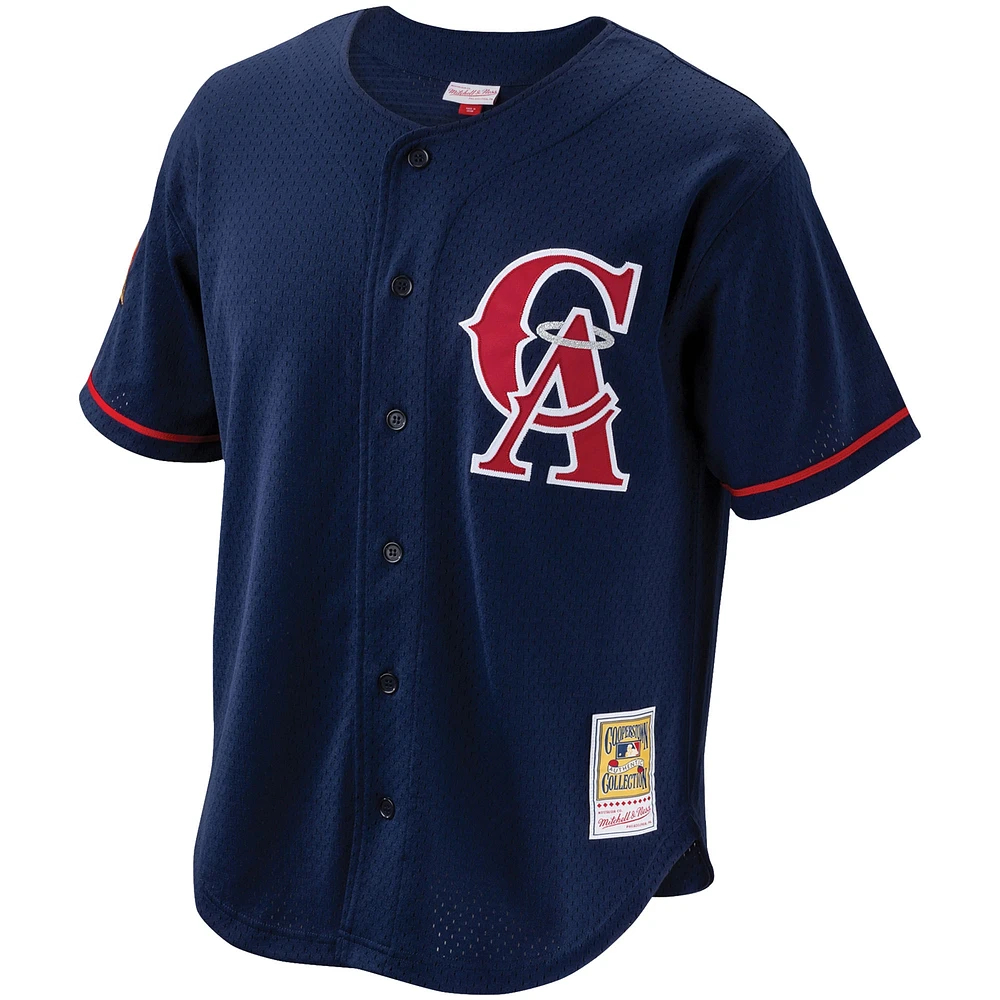 Men's Mitchell & Ness Bo Jackson Navy California Angels Cooperstown Collection Mesh Batting Practice Button-Up Jersey