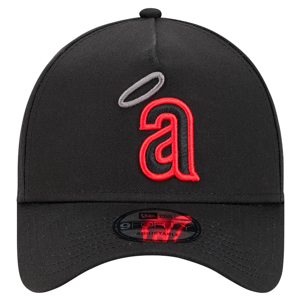 Men's New Era Black California Angels Tonal Pop 9FORTY A-Frame Adjustable Hat