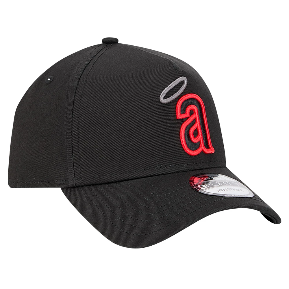 Men's New Era Black California Angels Tonal Pop 9FORTY A-Frame Adjustable Hat