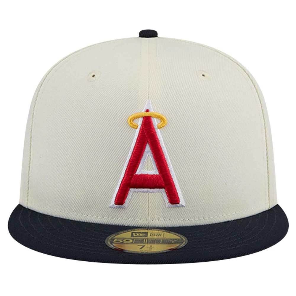 Casquette ajustée 59FIFTY Chrome New Era pour hommes, crème, California Angels Cooperstown Collection 1972