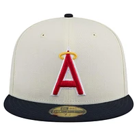 Casquette ajustée 59FIFTY Chrome New Era pour hommes, crème, California Angels Cooperstown Collection 1972