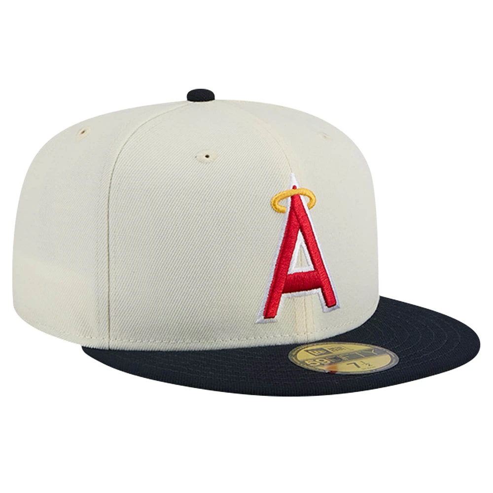 Casquette ajustée 59FIFTY Chrome New Era pour hommes, crème, California Angels Cooperstown Collection 1972