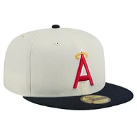 Casquette ajustée 59FIFTY Chrome New Era pour hommes, crème, California Angels Cooperstown Collection 1972