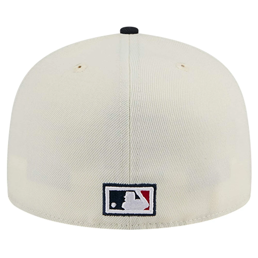 Casquette ajustée 59FIFTY Chrome New Era pour hommes, crème, California Angels Cooperstown Collection 1972