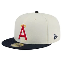Casquette ajustée 59FIFTY Chrome New Era pour hommes, crème, California Angels Cooperstown Collection 1972