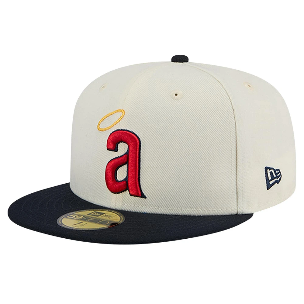 Men's New Era Cream California Angels Cooperstown Collection Chrome 59FIFTY Fitted Hat