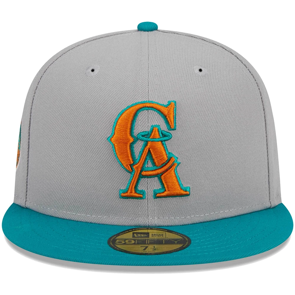 Men's New Era Gray/Teal California Angels Cooperstown Collection 59FIFTY Fitted Hat