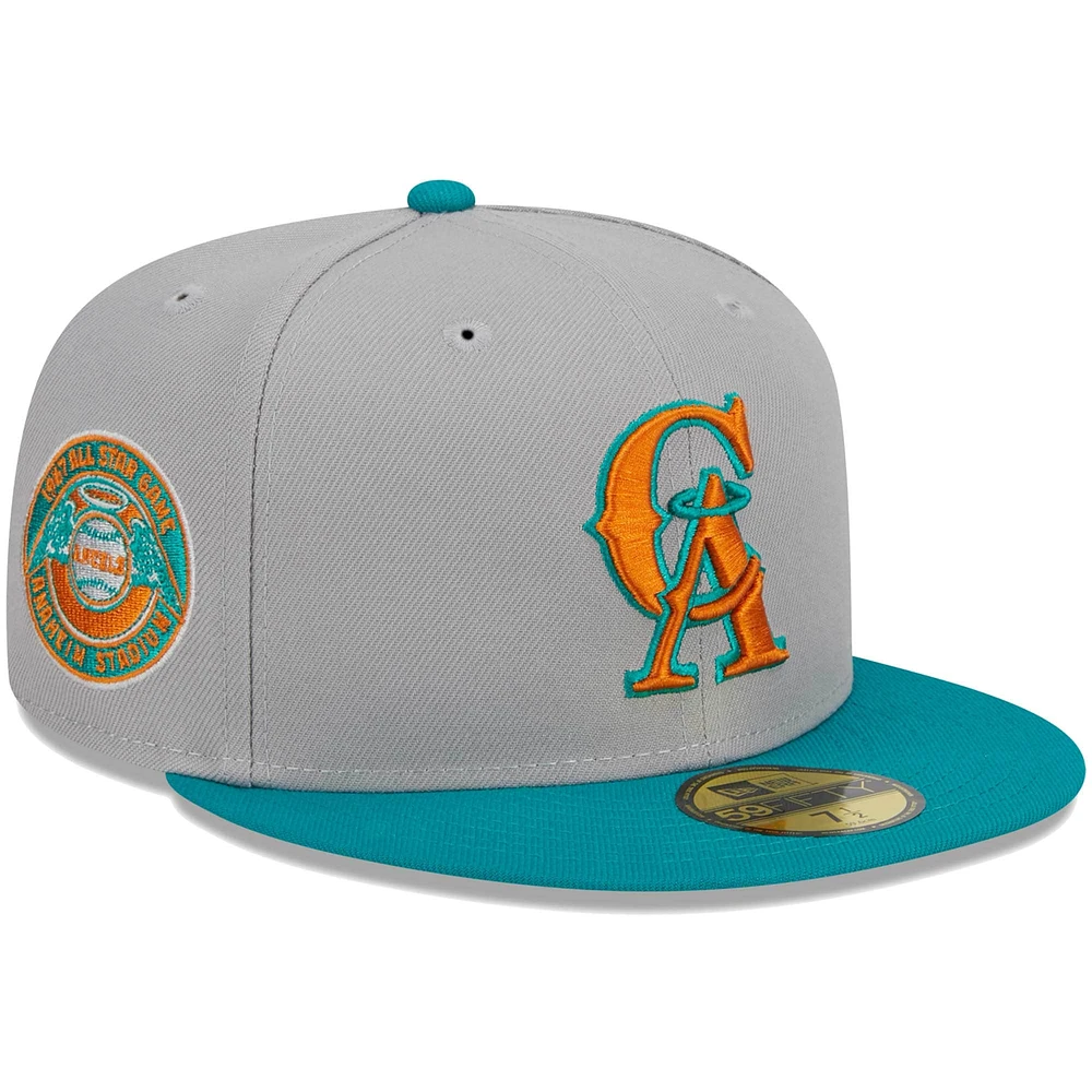 Men's New Era Gray/Teal California Angels Cooperstown Collection 59FIFTY Fitted Hat