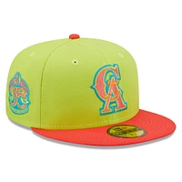 Casquette ajustée New Era California Angels, Los Angeles Angels Cyber ​​Highlighter 59FIFTY vert/rouge pour homme