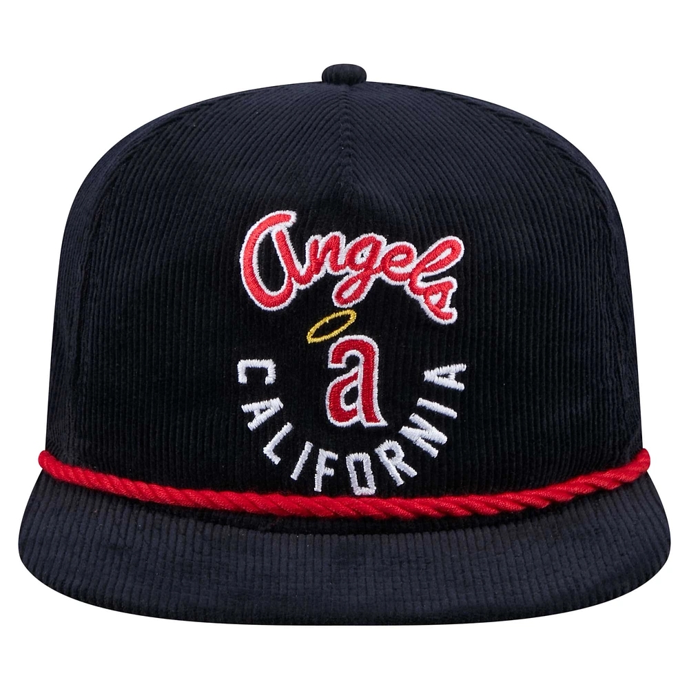 Casquette de golf ajustable en velours côtelé Full Circle pour homme de la collection Cooperstown des California Angels de New Era bleu marine