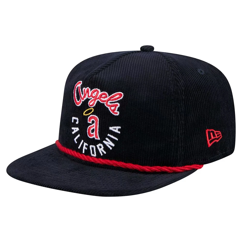 Casquette de golf ajustable en velours côtelé Full Circle pour homme de la collection Cooperstown des California Angels de New Era bleu marine