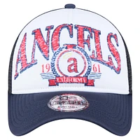 Men's New Era  Navy California Angels Distressed 9FORTY A-Frame Adjustable Trucker Hat