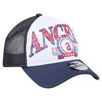Men's New Era  Navy California Angels Distressed 9FORTY A-Frame Adjustable Trucker Hat