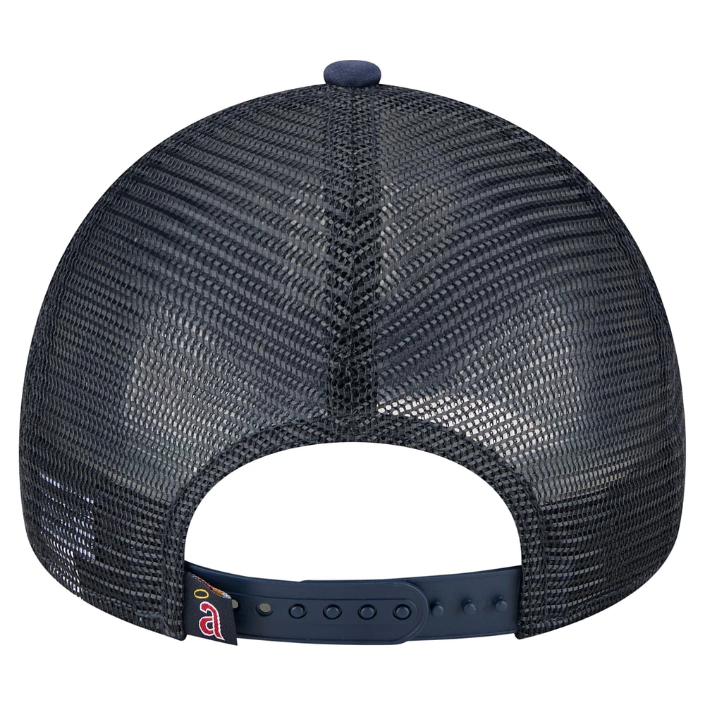 Men's New Era  Navy California Angels Distressed 9FORTY A-Frame Adjustable Trucker Hat