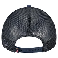 Men's New Era  Navy California Angels Distressed 9FORTY A-Frame Adjustable Trucker Hat