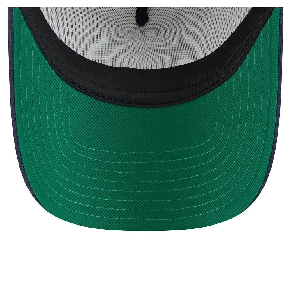 Men's New Era  Navy California Angels Distressed 9FORTY A-Frame Adjustable Trucker Hat