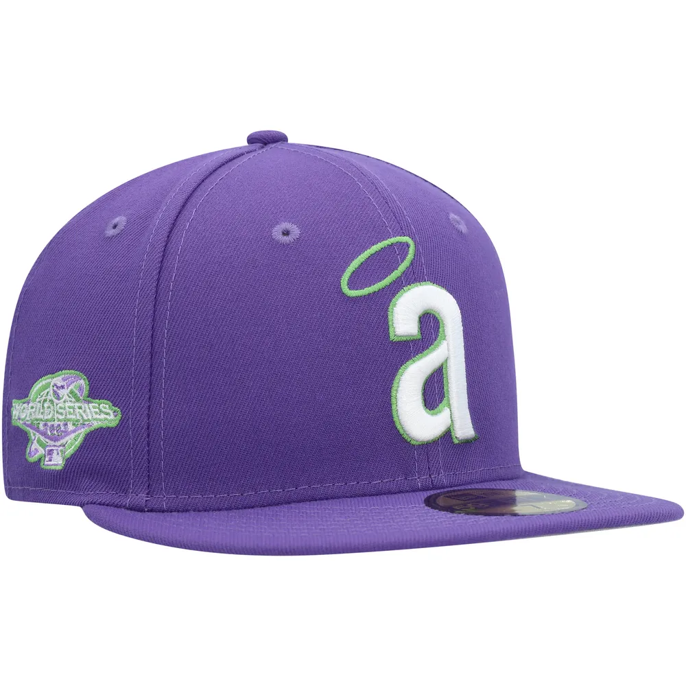 Men's New Era Purple California Angels Cooperstown Collection Lime Side Patch 59FIFTY Fitted Hat