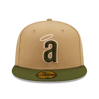 Casquette ajustée 59FIFTY pour homme New Era Tan/Olive California Angels Cooperstown Collection Pink Undervisor