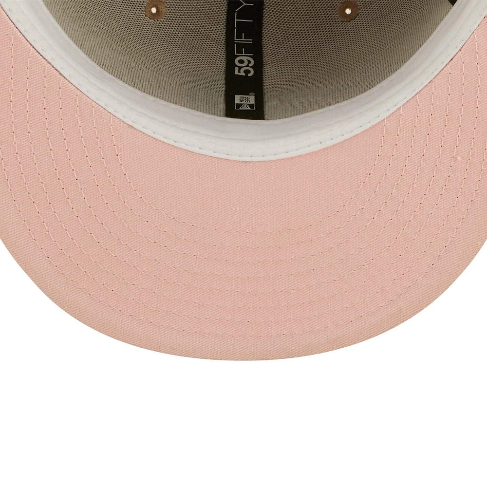 Casquette ajustée 59FIFTY pour homme New Era Tan/Olive California Angels Cooperstown Collection Pink Undervisor