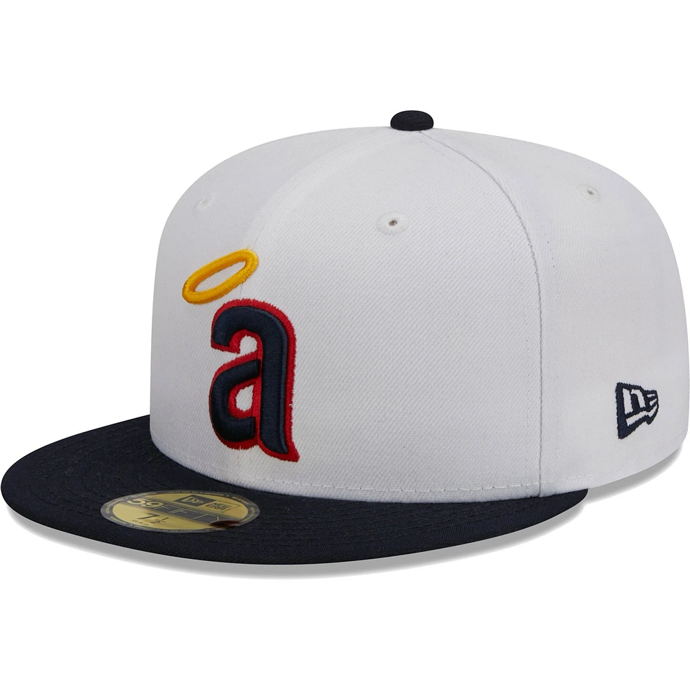 Casquette ajustée 59FIFTY California Angels Optic New Era pour homme, blanc/bleu marine