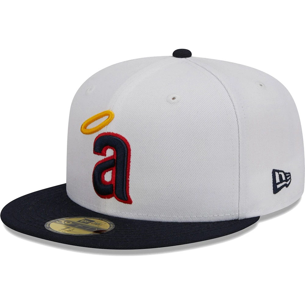 Men's New Era White/Navy California Angels Optic 59FIFTY Fitted Hat