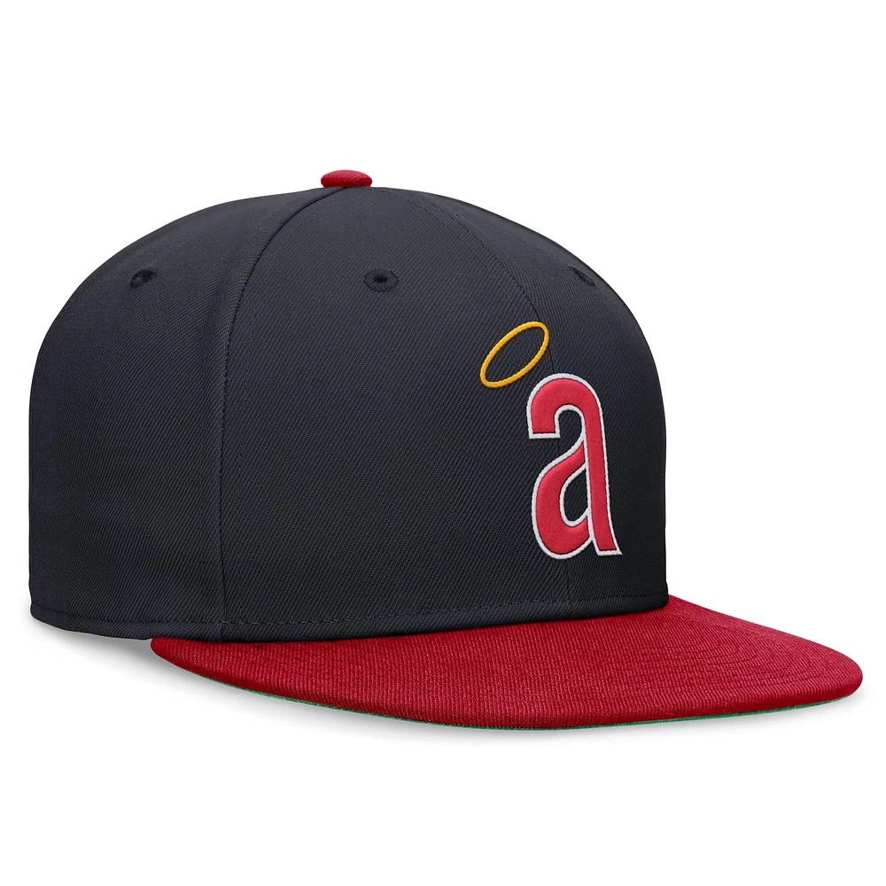 Casquette ajustée Nike California Angels Rewind Cooperstown True Performance pour homme, bleu marine/rouge