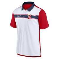 Men's Nike  White/Red California Angels Rewind Stripe Polo