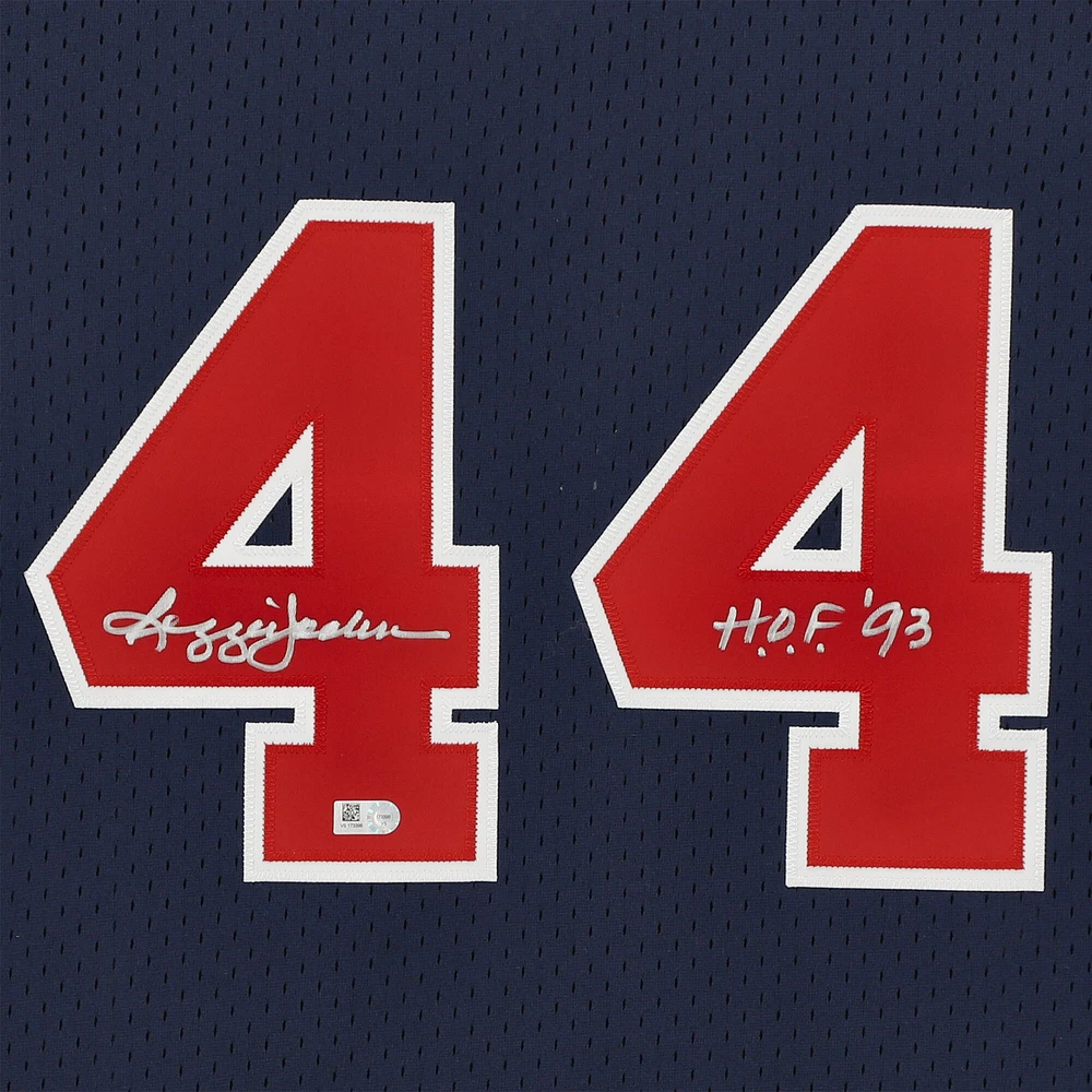 Reggie Jackson Navy California Angels Autographed Mitchell & Ness Cooperstown Collection Replica Batting Practice Jersey with "H.O.F. '93" Inscription