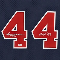 Reggie Jackson Navy California Angels Autographed Mitchell & Ness Cooperstown Collection Replica Batting Practice Jersey with "H.O.F. '93" Inscription