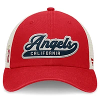 Casquette réglable Big Fly Trucker Fanatics pour femmes, rouge/naturel, California Angels, collection Cooperstown