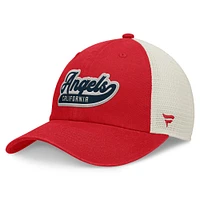 Casquette réglable Big Fly Trucker Fanatics pour femmes, rouge/naturel, California Angels, collection Cooperstown