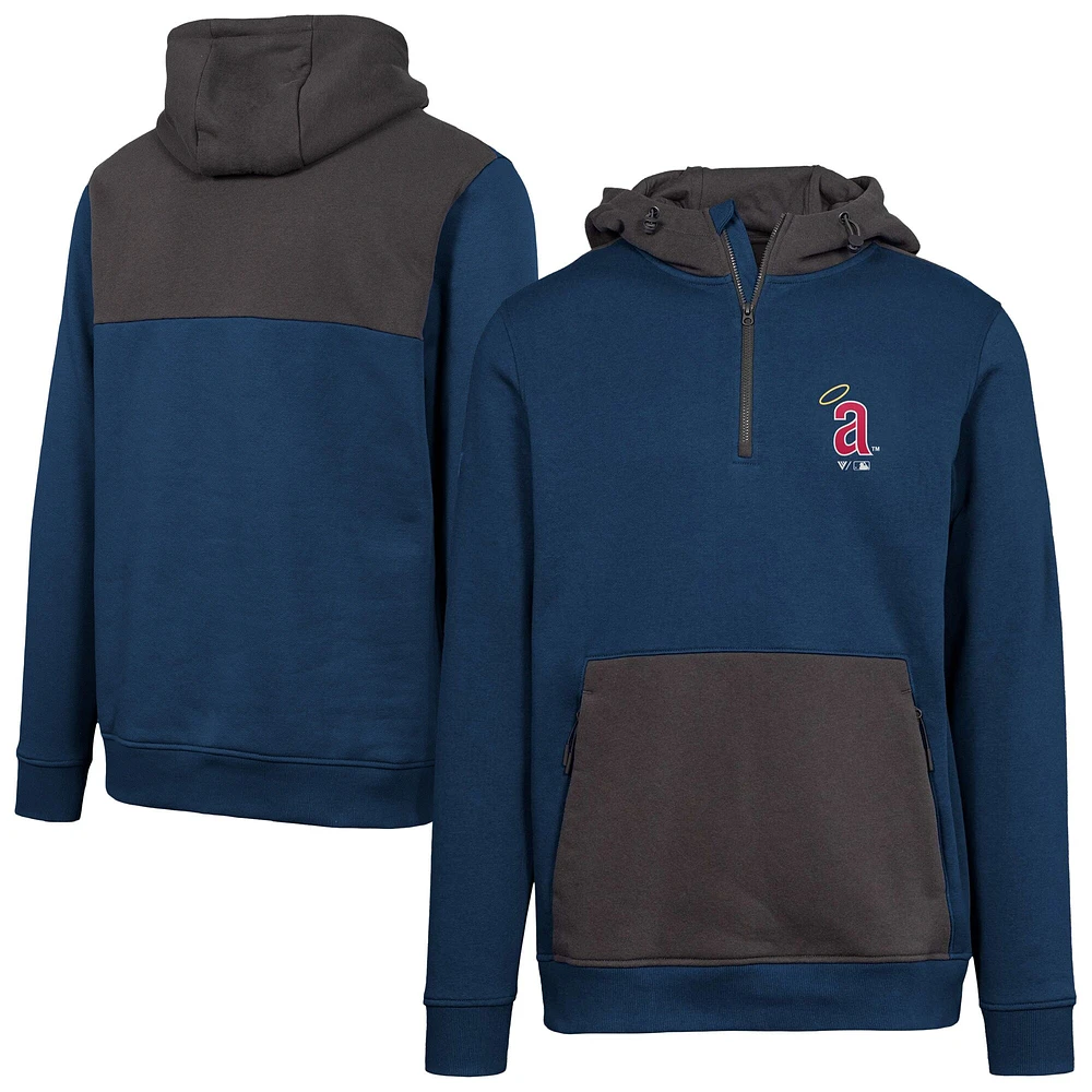 Women's Levelwear Navy California Angels Cooperstown Collection Chicane Core Logo Quarter-Zip Pullover Hoodie