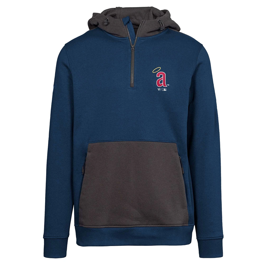 Women's Levelwear Navy California Angels Cooperstown Collection Chicane Core Logo Quarter-Zip Pullover Hoodie