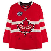 Nathan MacKinnon, Cale Makar, Sam Reinhart & Jordan Binnington Canada Autographed Red 4 Nations Face-Off Fanatics Premium Jersey - Limited Edition of 10