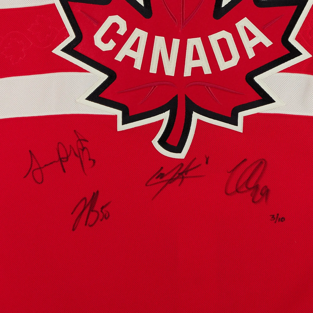 Nathan MacKinnon, Cale Makar, Sam Reinhart & Jordan Binnington Canada Autographed Red 4 Nations Face-Off Fanatics Premium Jersey - Limited Edition of 10