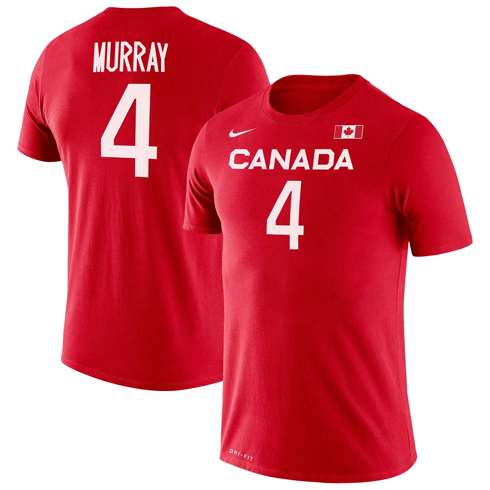 T-shirt Nike pour homme avec nom et numéro de la légende canadienne du basket-ball Jamal Murray rouge