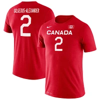 T-shirt Nike Shai Gilgeous-Alexander pour homme, légende du basketball canadien, rouge, avec nom et numéro