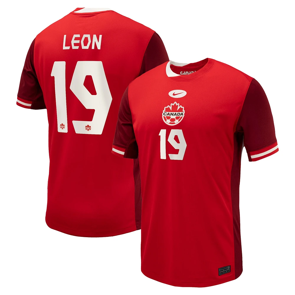 Men's Nike Adriana Leon Red Canada Soccer 2024 Home Replica Jersey