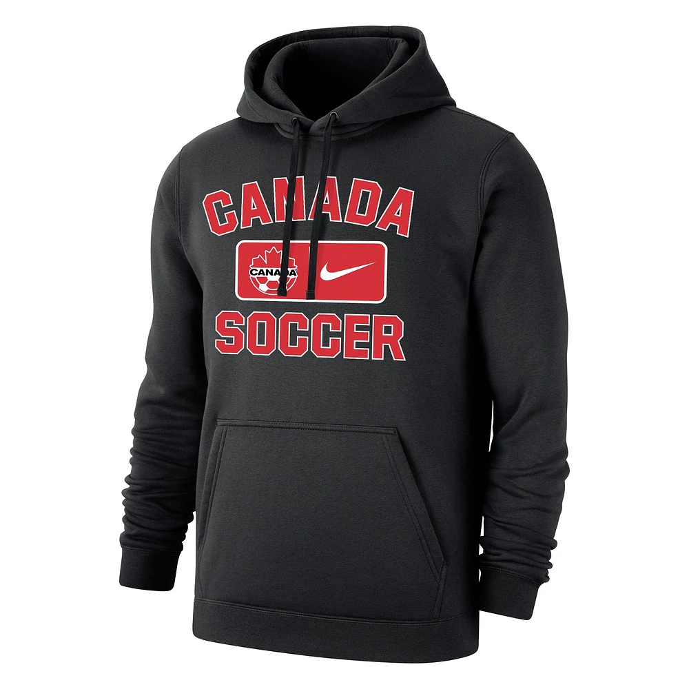Polaire Nike Canada Soccer Club Wordmark pour homme - Noir Chandail à capuchon