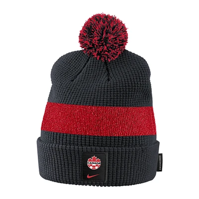 Men's Nike Black Canada Soccer - Cuffed Knit Hat with Pom