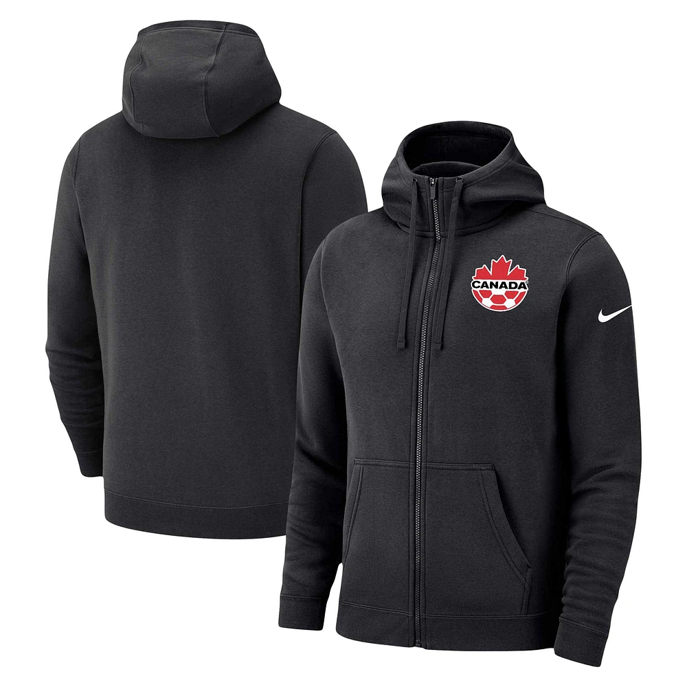 Chandail à capuchon glissière pleine longueur Canada Soccer Nike pour homme, noir