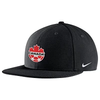 Casquette Snapback Pro avec logo principal Nike de Canada Soccer pour hommes, noire